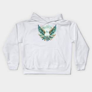 Angel Wings Blue Watercolor with Love Kids Hoodie